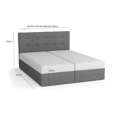 Boxspringová posteľ s úložným priestorom MARLEN COMFORT - 140x200, antracitová / šedá