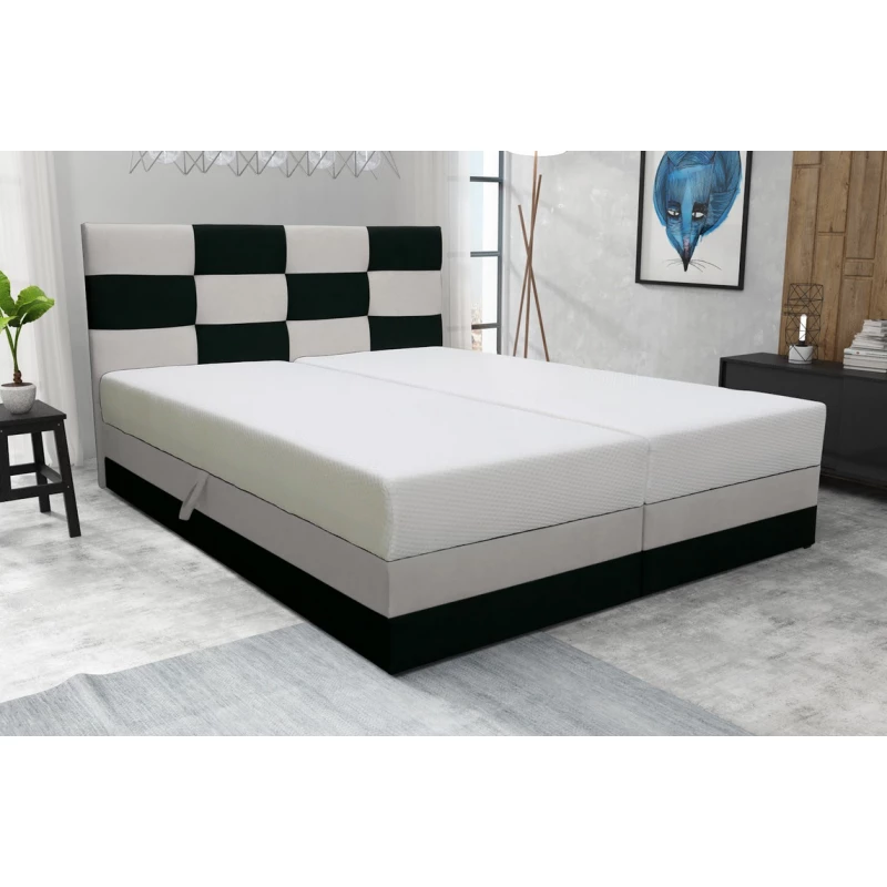 Boxspringová posteľ s úložným priestorom MARLEN COMFORT - 200x200, antracitová / béžová