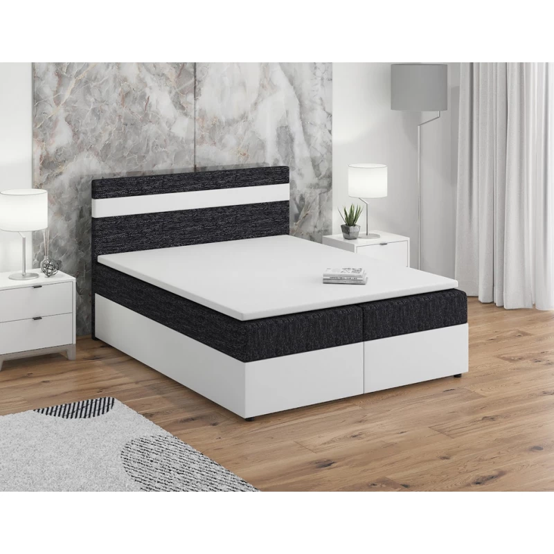 Boxspringová posteľ s úložným priestorom SISI COMFORT - 200x200, čierna / biela