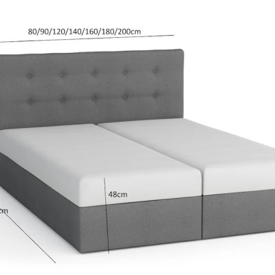 Boxspringová posteľ s úložným priestorom SISI COMFORT - 160x200, svetlo šedá / šedá