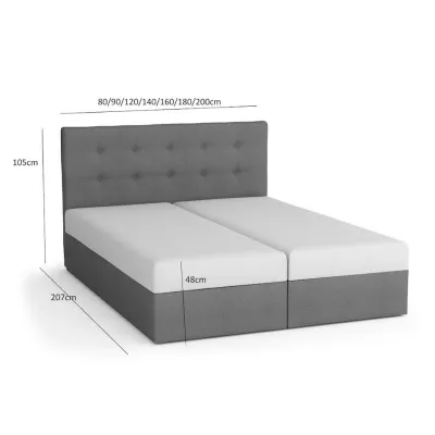 Boxspringová posteľ s úložným priestorom SISI - 200x200, svetlo šedá / šedá