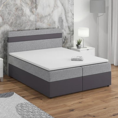 Boxspringová posteľ s úložným priestorom SISI - 120x200, svetlo šedá / šedá