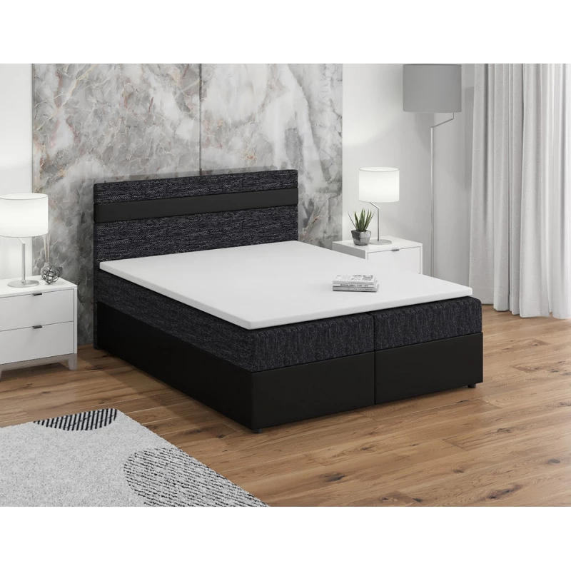 Boxspringová posteľ s úložným priestorom SISI COMFORT - 200x200, čierna / čierna