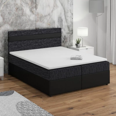 Boxspringová posteľ s úložným priestorom SISI COMFORT - 140x200, čierna / čierna