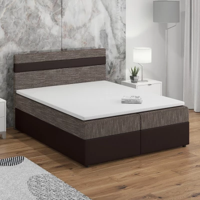 Boxspringová posteľ s úložným priestorom SISI COMFORT - 200x200, béžová / hnedá