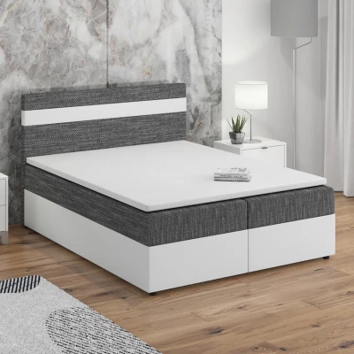 Boxspringová posteľ s úložným priestorom SISI COMFORT - 200x200, šedá / biela