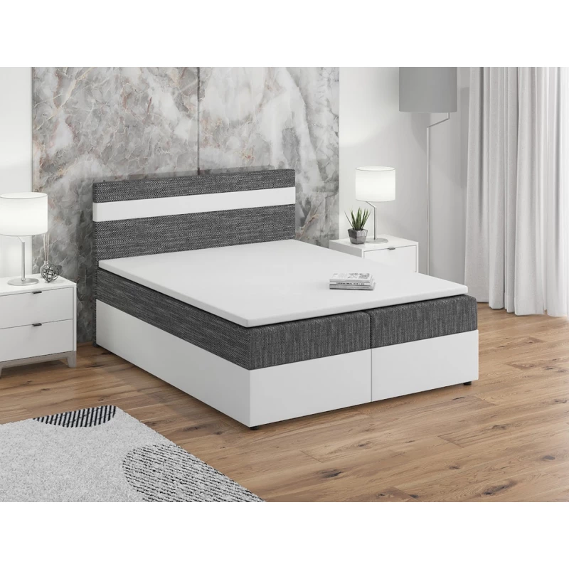 Boxspringová posteľ s úložným priestorom SISI COMFORT - 200x200, šedá / biela