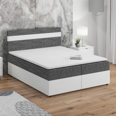 Boxspringová posteľ s úložným priestorom SISI - 200x200, šedá / biela