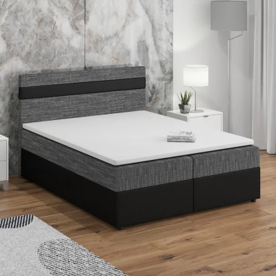 Boxspringová posteľ s úložným priestorom SISI COMFORT - 140x200, šedá / čierna