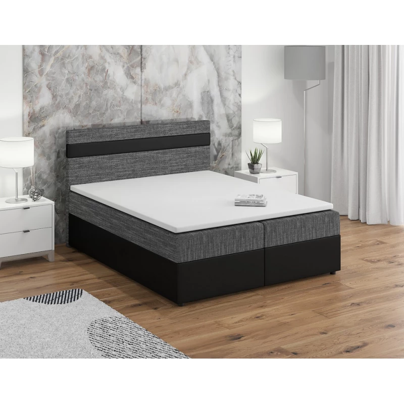 Boxspringová posteľ s úložným priestorom SISI COMFORT - 140x200, šedá / čierna