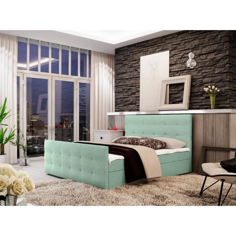 Boxspringová jednolôžková posteľ VASILISA COMFORT 2 - 120x200, svetlo zelená