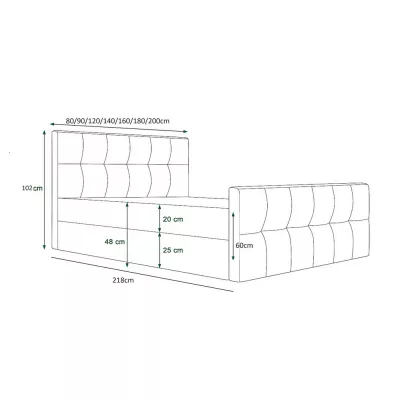 Boxspringová manželská posteľ VASILISA COMFORT 1 - 200x200, svetlo hnedá