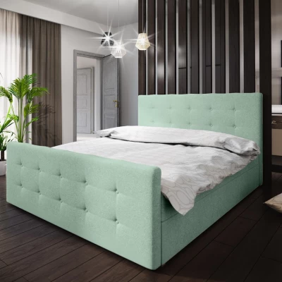 Boxspringová manželská posteľ VASILISA 1 - 160x200, svetlo zelená