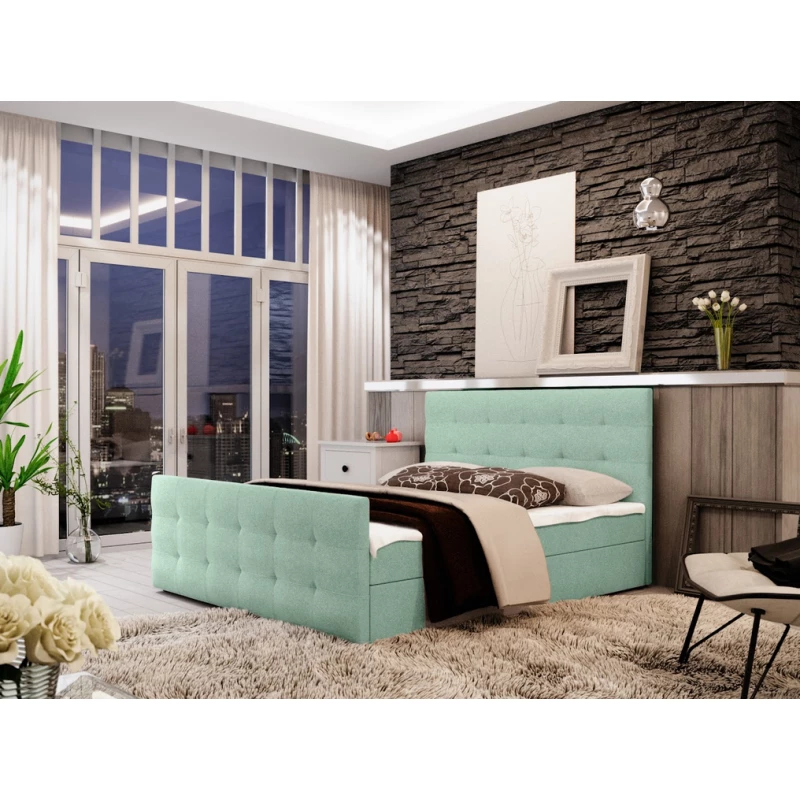 Boxspringová manželská posteľ VASILISA 2 - 160x200, svetlo zelená