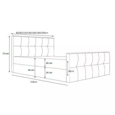 Boxspringová manželská posteľ VASILISA 3 - 160x200, svetlo hnedá