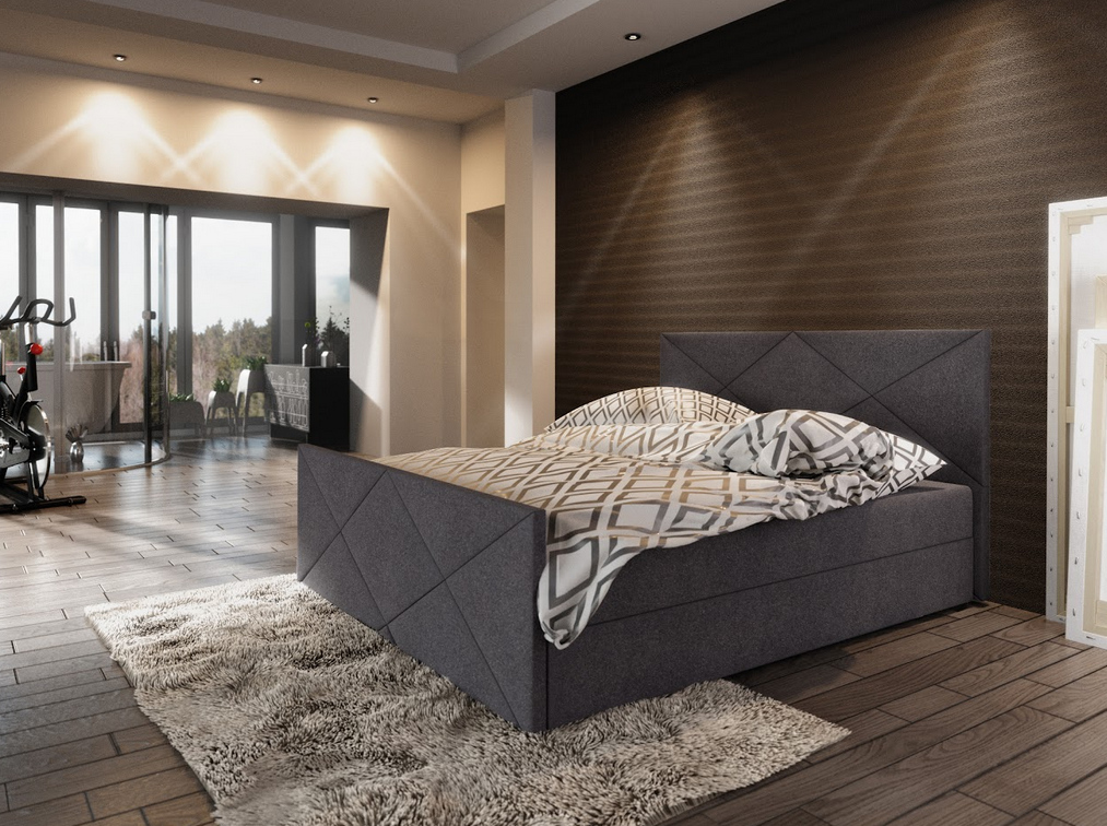 Boxspringová manželská posteľ VASILISA 4 - 180x200, tmavo šedá