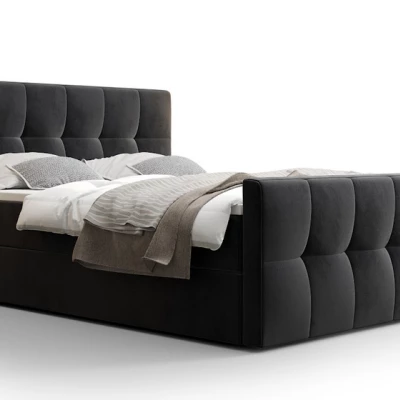 Boxspringová posteľ s úložným priestorom ELIONE COMFORT - 200x200, svetlá grafitová