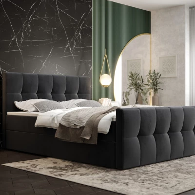 Boxspringová posteľ s úložným priestorom ELIONE COMFORT - 200x200, svetlá grafitová