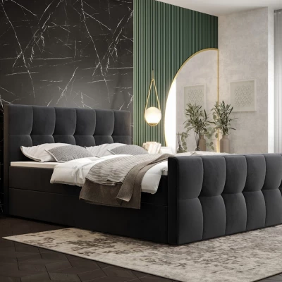 Boxspringová posteľ s úložným priestorom ELIONE COMFORT - 180x200, svetlá grafitová