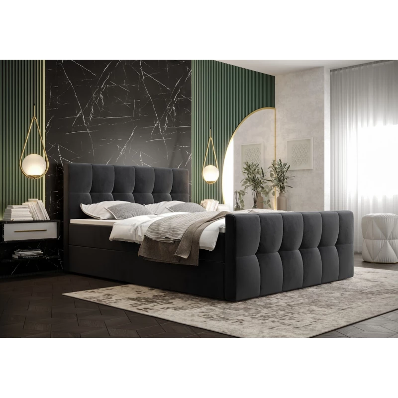 Boxspringová posteľ s úložným priestorom ELIONE COMFORT - 180x200, svetlá grafitová