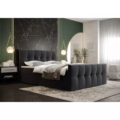 Boxspringová posteľ s úložným priestorom ELIONE COMFORT - 140x200, svetlá grafitová