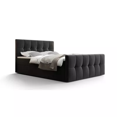 Boxspringová posteľ s úložným priestorom ELIONE - 200x200, svetlá grafitová