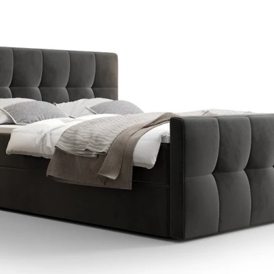 Boxspringová posteľ s úložným priestorom ELIONE COMFORT - 180x200, popolavá