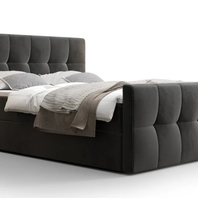 Boxspringová posteľ s úložným priestorom ELIONE COMFORT - 140x200, popolavá
