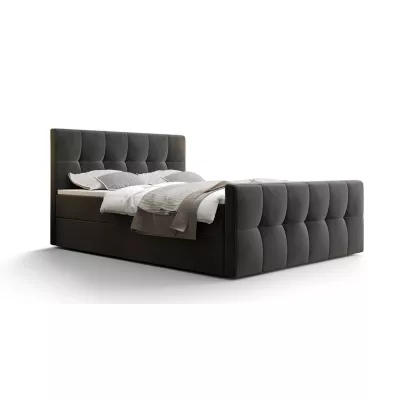 Boxspringová posteľ s úložným priestorom ELIONE COMFORT - 140x200, popolavá
