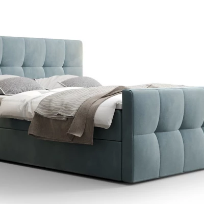 Boxspringová posteľ s úložným priestorom ELIONE COMFORT - 200x200, šedomodrá