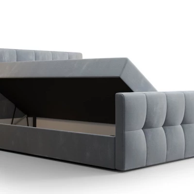 Boxspringová posteľ s úložným priestorom ELIONE COMFORT - 200x200, šedomodrá
