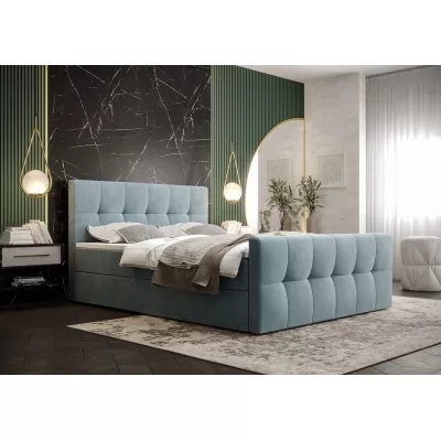 Boxspringová posteľ s úložným priestorom ELIONE COMFORT - 180x200, šedomodrá