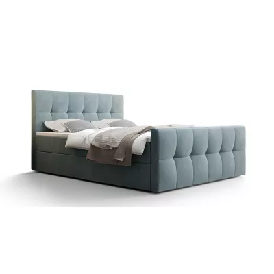 Boxspringová posteľ s úložným priestorom ELIONE COMFORT - 140x200, šedomodrá