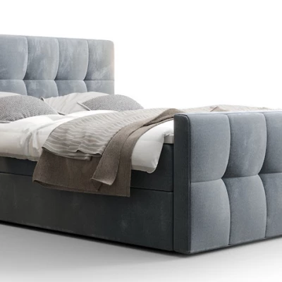 Boxspringová posteľ s úložným priestorom ELIONE COMFORT - 160x200, modrá