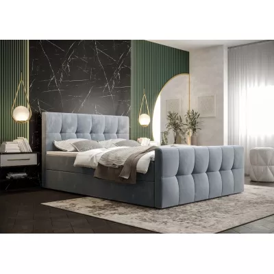 Boxspringová posteľ s úložným priestorom ELIONE COMFORT - 140x200, modrá