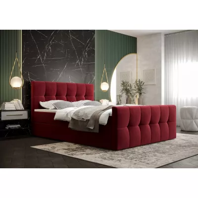 Boxspringová posteľ s úložným priestorom ELIONE COMFORT - 200x200, červená