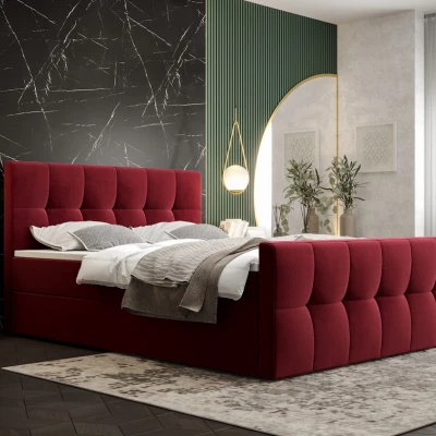 Boxspringová posteľ s úložným priestorom ELIONE COMFORT - 160x200, červená