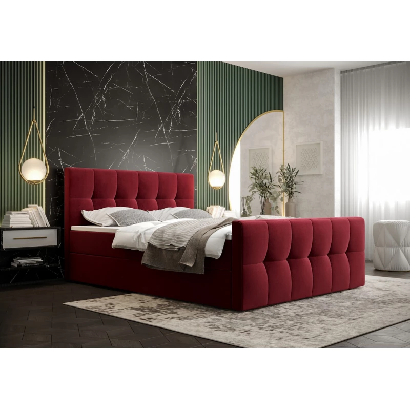 Boxspringová posteľ s úložným priestorom ELIONE COMFORT - 160x200, červená