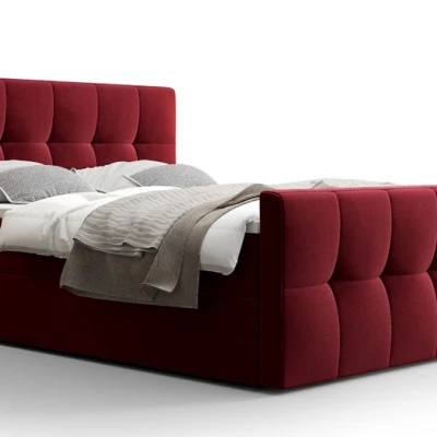 Boxspringová posteľ s úložným priestorom ELIONE - 200x200, červená