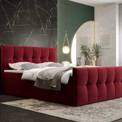 Boxspringová posteľ s úložným priestorom ELIONE - 120x200, červená
