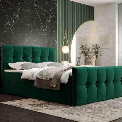 Boxspringová posteľ s úložným priestorom ELIONE COMFORT - 200x200, zelená