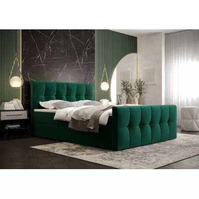 Boxspringová posteľ s úložným priestorom ELIONE COMFORT - 140x200, zelená