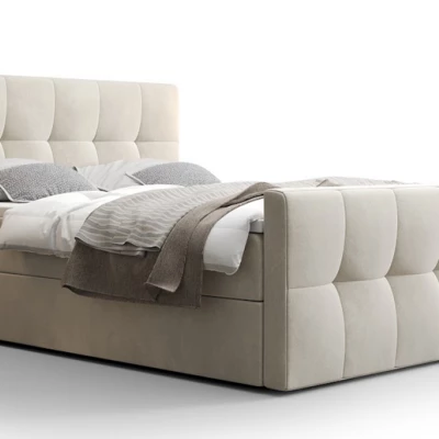 Boxspringová posteľ s úložným priestorom ELIONE COMFORT - 120x200, béžová