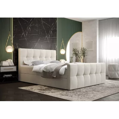 Boxspringová posteľ s úložným priestorom ELIONE COMFORT - 140x200, béžová