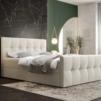 Boxspringová posteľ s úložným priestorom ELIONE COMFORT - 160x200, béžová