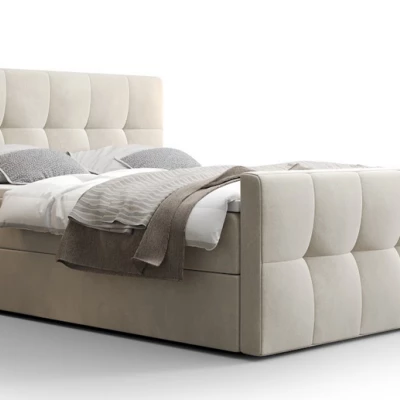 Boxspringová posteľ s úložným priestorom ELIONE COMFORT - 160x200, béžová