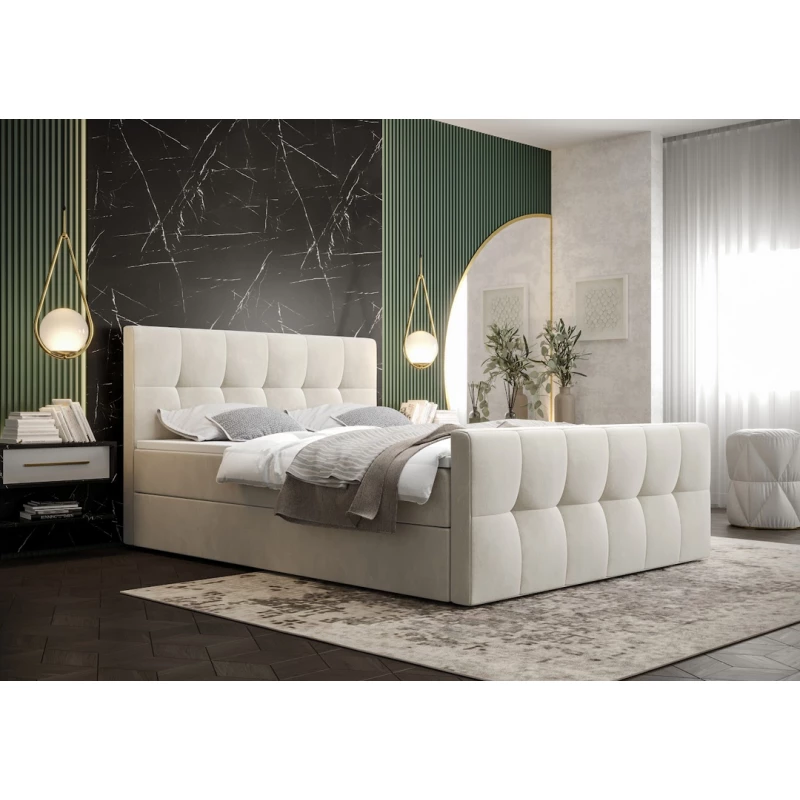 Boxspringová posteľ s úložným priestorom ELIONE COMFORT - 180x200, béžová
