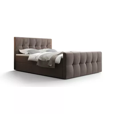 Boxspringová posteľ s úložným priestorom ELIONE COMFORT - 140x200, mliečna čokoláda