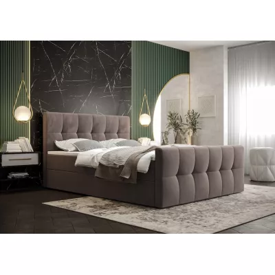 Boxspringová posteľ s úložným priestorom ELIONE COMFORT - 140x200, mliečna čokoláda