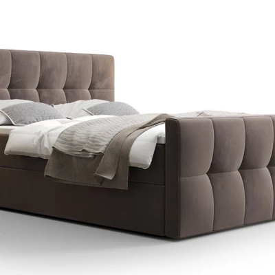 Boxspringová posteľ s úložným priestorom ELIONE COMFORT - 160x200, mliečna čokoláda